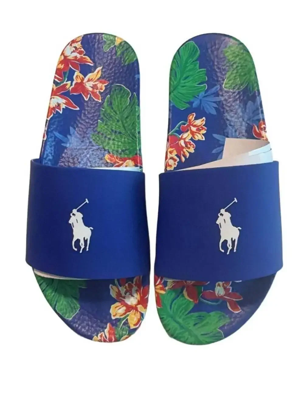 Polo Ralph Lauren Men's Floral Tropical Polo Pony Slide Sandals